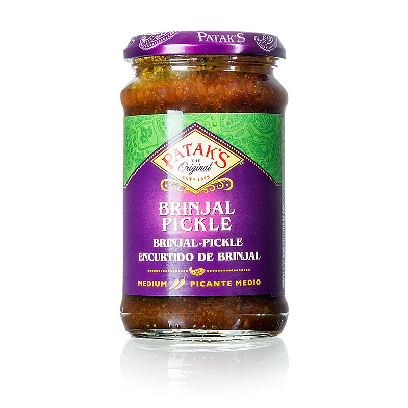 Brinjal Auberginen Pickle, medium, Patak`s - 312 g - Glas