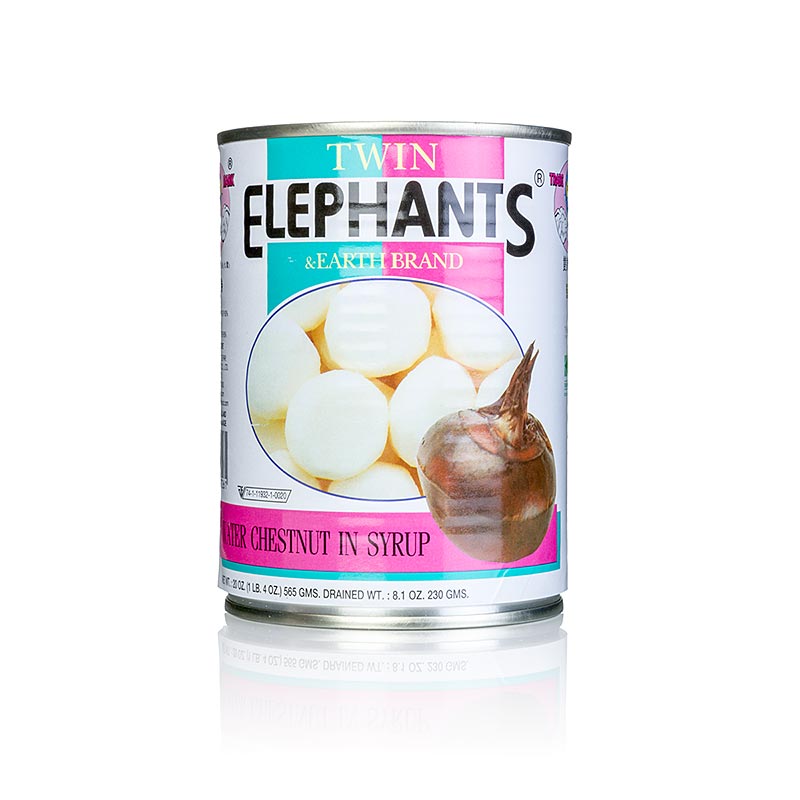 Water chestnuts, peeled, in syrup - 565g - can