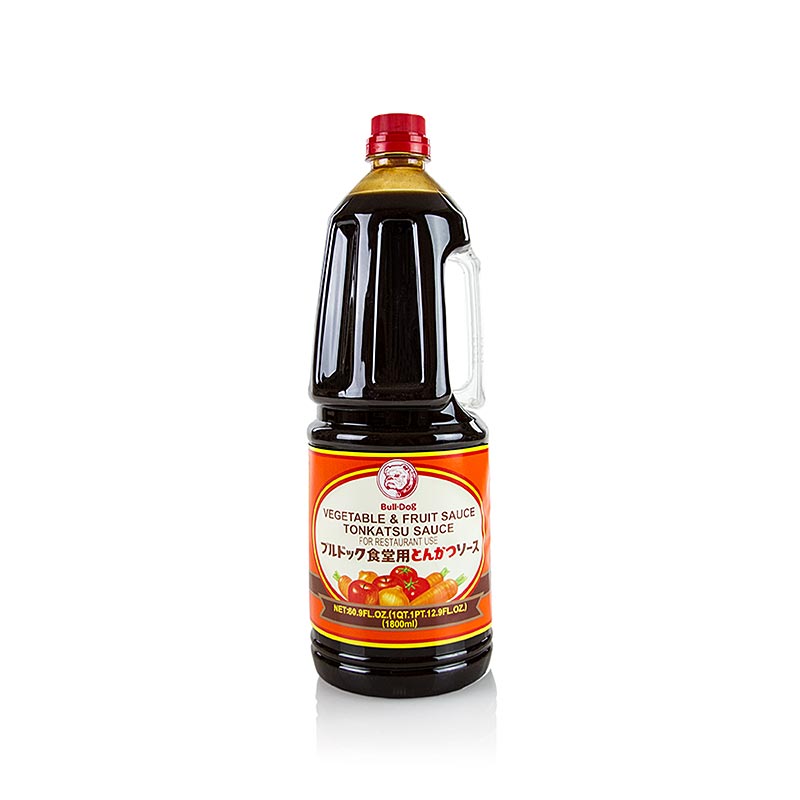 Sauce Tonkatsu, sauce d`assaisonnement, ingredients genetiquement modifies, bouledogue - 1,8L - Bouteille PE