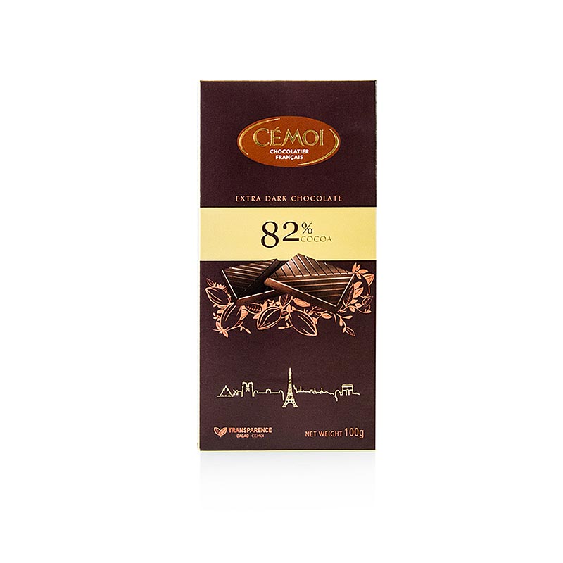 Tablette de chocolat - chocolat noir 82% cacao, cemoi, 100 g, papier