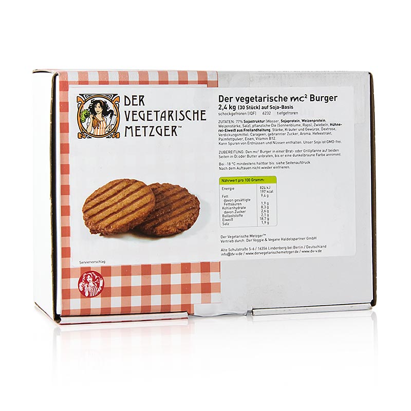 Vegetarische mc² Burger, Sojabasis, Der Vegetarische Metzger, TK - 2,4 kg, 30 St - Karton Vegetarische mc² Burger, Sojabasis, Der Vegetarische Metzger, TK - 2,4 kg, 30 St - Karton