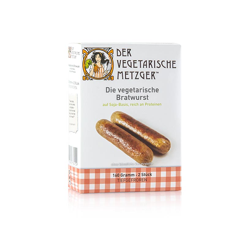 Vegetarische Bratwurst, Sojabasis, Der Vegetarische Metzger - 160 g, 2 St - Karton Vegetarische Bratwurst, Sojabasis, Der Vegetarische Metzger - 160 g, 2 St - Karton