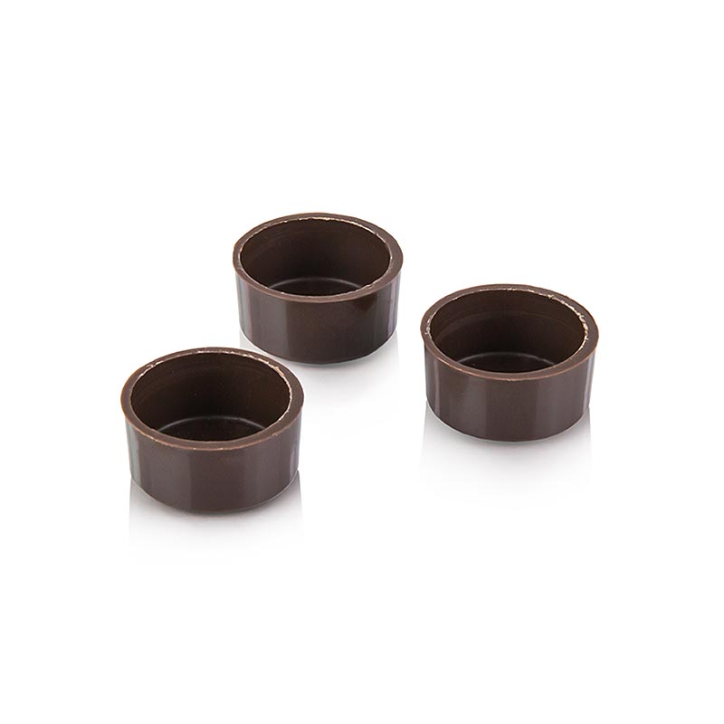 Chokolade halvskaller, runde, mørke, Ø 29 x 14 mm, Läderach - 2,038 kg, 784 stk - karton