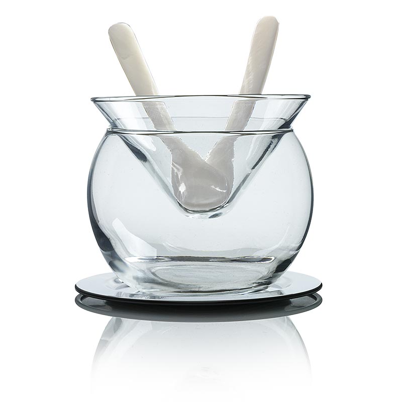 Desietra Kaviarglasschale (Bowle) mit Edelstahl Untersetzer und 2 Löffel - 5 tlg. - Karton Desietra Kaviarglasschale (Bowle) mit Edelstahl Untersetzer und 2 Löffel - 5 tlg. - Karton
