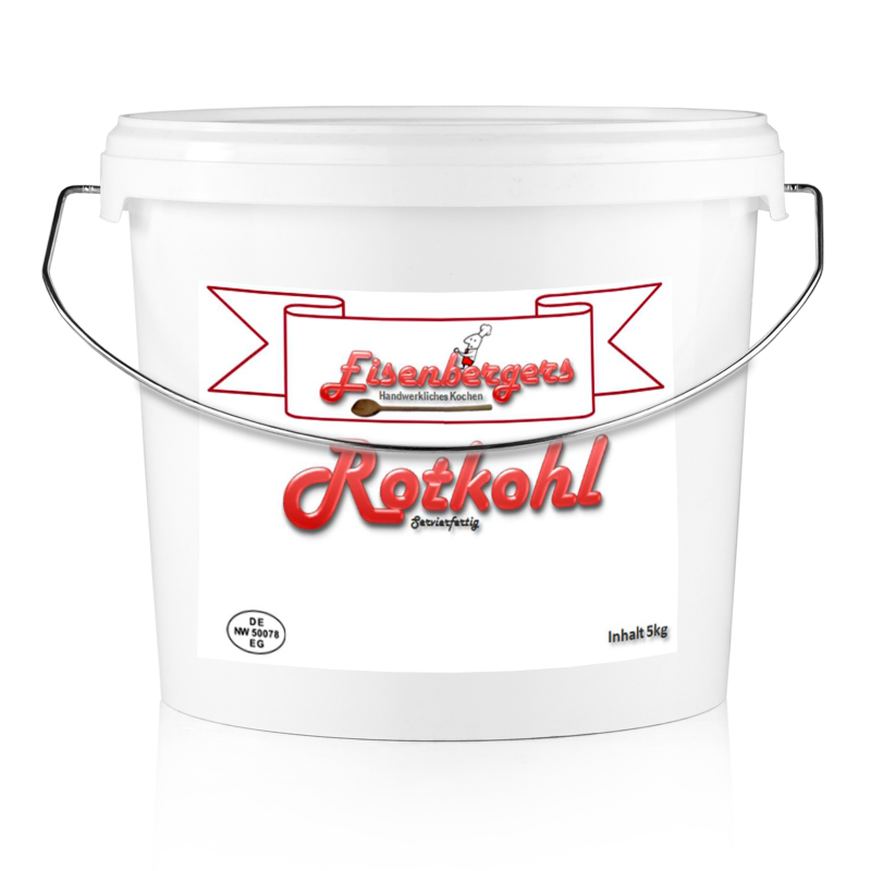 Eisenberger`s Rotkohl, mit Äpfeln, Schmalz & Zwiebeln,, Wintersaison - 5 kg - Pe-eimer Eisenberger`s Rotkohl, mit Äpfeln, Schmalz & Zwiebeln,, Wintersaison - 5 kg - Pe-eimer