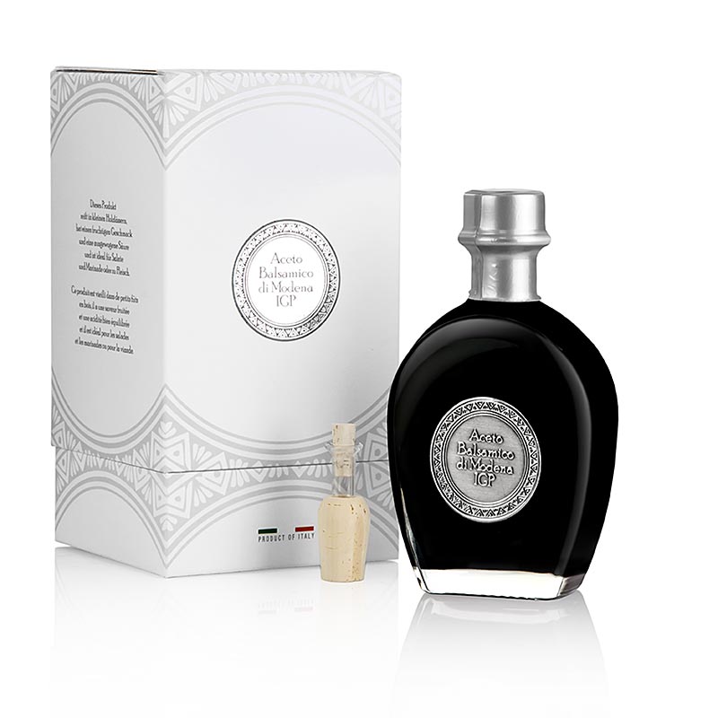 Aceto Balsamico di Modena I.G.P. aus dem Wacholderfass, weiße Schatulle - 250 ml - Schachtel Aceto Balsamico di Modena I.G.P. aus dem Wacholderfass, weiße Schatulle - 250 ml - Schachtel