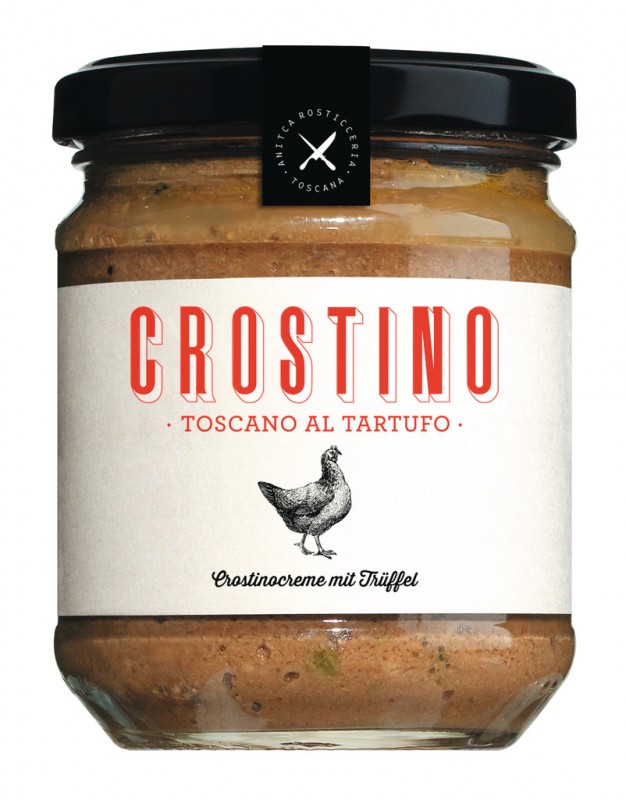 Antico Crostino Toscano al tartufo, crostino-crème met truffels, wildspecialiteiten - 180 g - glas