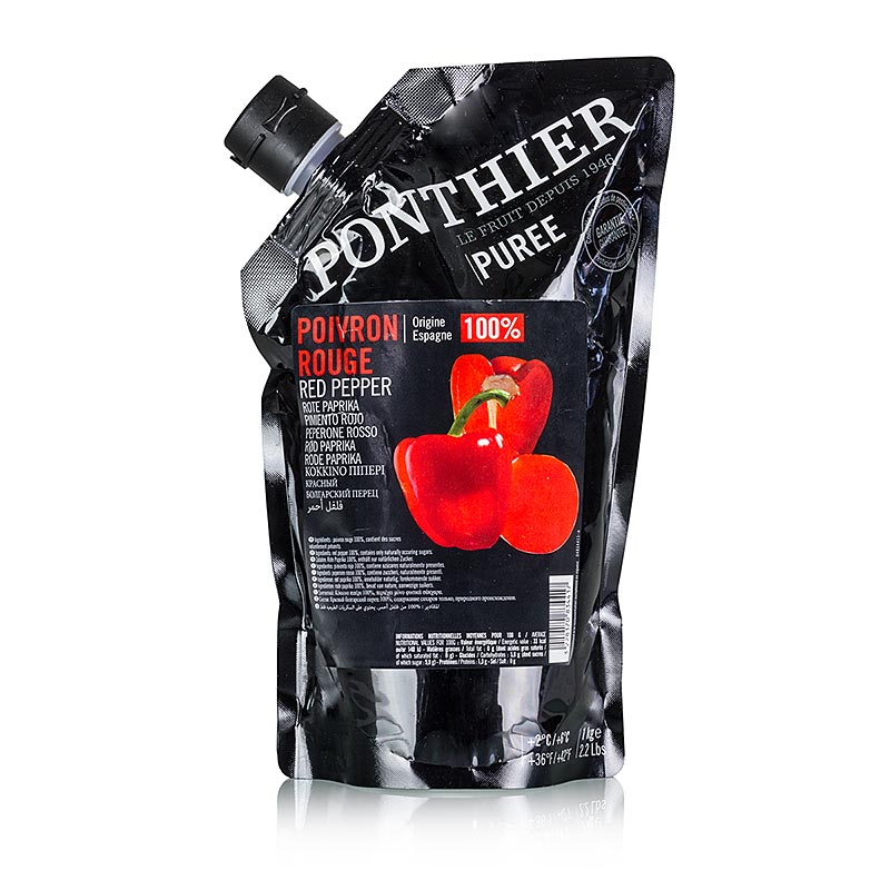 Purée Ponthier - poivron rouge, 100% légumes, non sucré - 1 kg - sac