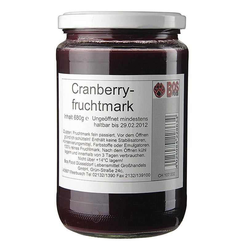 Cranberry puree / pulp, finely strained - 680 g - Glass
