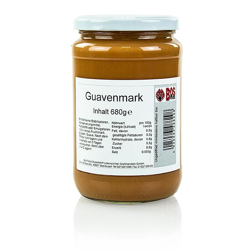 Guava puree / pulp, pink, finely strained - 680 g - Glass