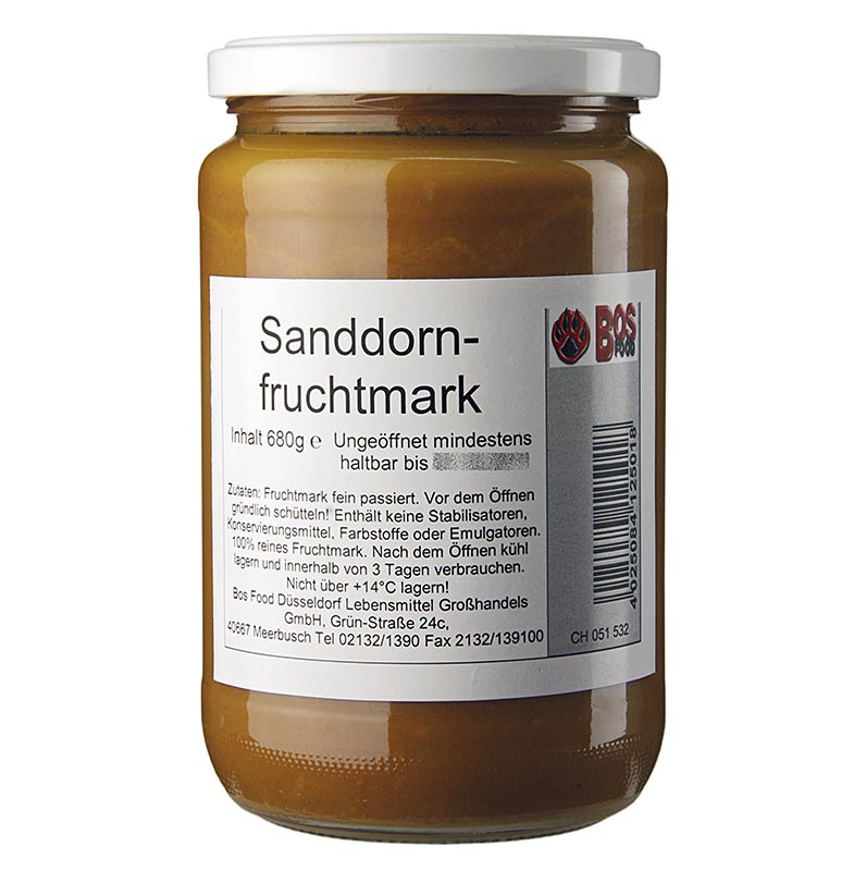 Sea buckthorn puree / pulp, finely strained - 680 g - Glass