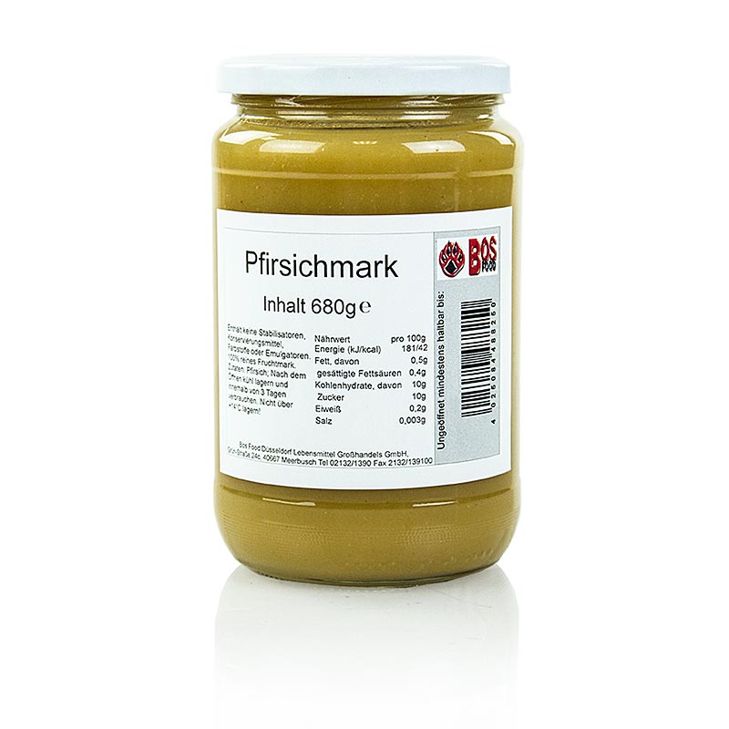 Peach puree / pulp, white, finely strained - 680 g - Glass