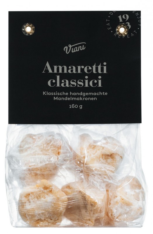 AMARETTI - Macarons classiques aux amandes, Macarons classiques aux amandes, Viani - 160 g - Sachet
