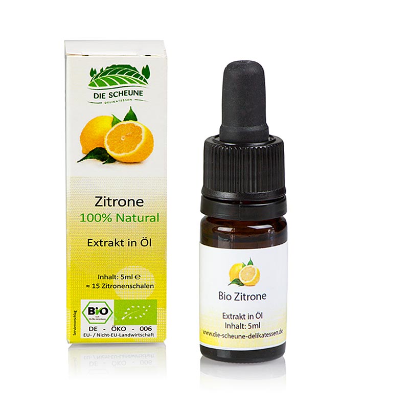 Natürliches Zitronen Aroma, Die Scheune, BIO - 5 ml - Flasche