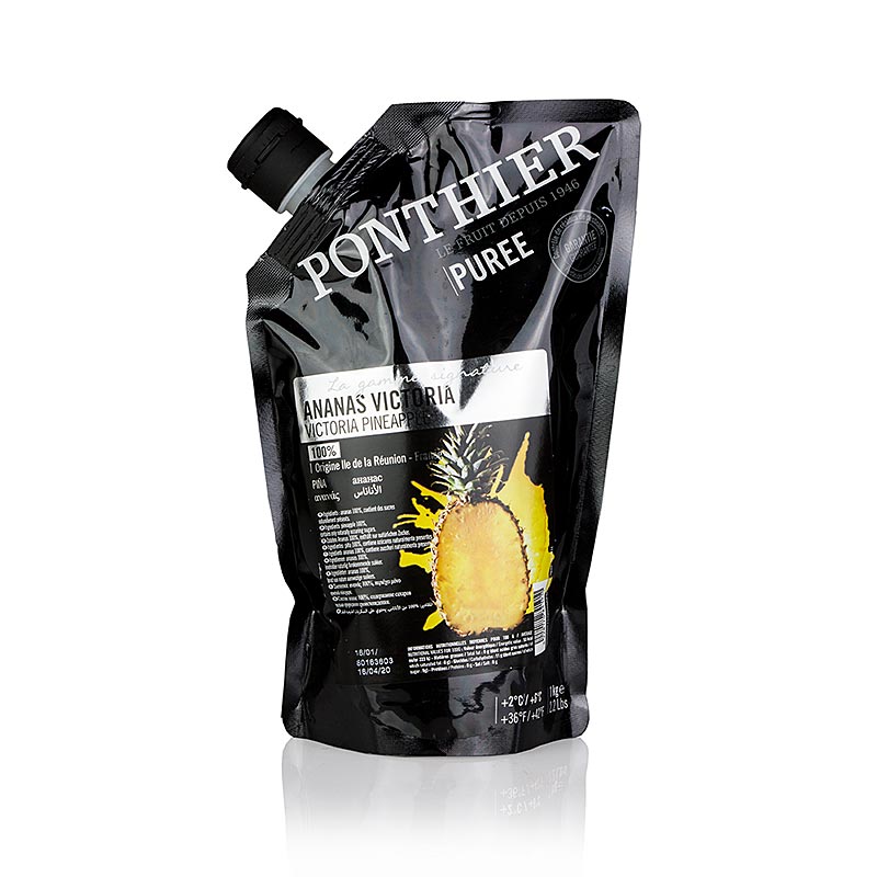 Ponthier puree-pineapple variety Victoria, 100% fruit, unsweetened - 1 kg - bag