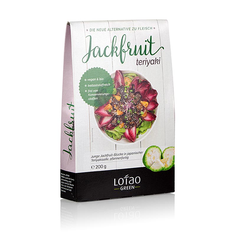 Jackfruit Fruchtfleisch, m.Teriyaki Sauce, gewürfelt, vegan, Lotao, BIO - 200 g - Schachtel Jackfruit Fruchtfleisch, m.Teriyaki Sauce, gewürfelt, vegan, Lotao, BIO - 200 g - Schachtel