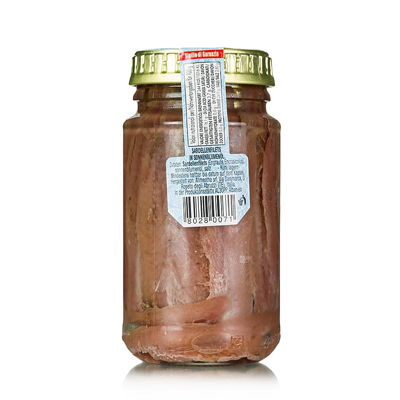 Filets d`anchois, rouges, a l`huile de tournesol - 140g - Verre