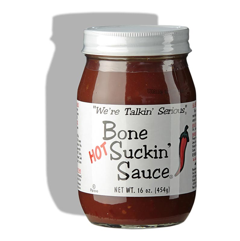 Bone Suckin Sauce Hot, BBQ Sauce, Fords Food - 473 ml - Glas Bone Suckin Sauce Hot, BBQ Sauce, Fords Food - 473 ml - Glas