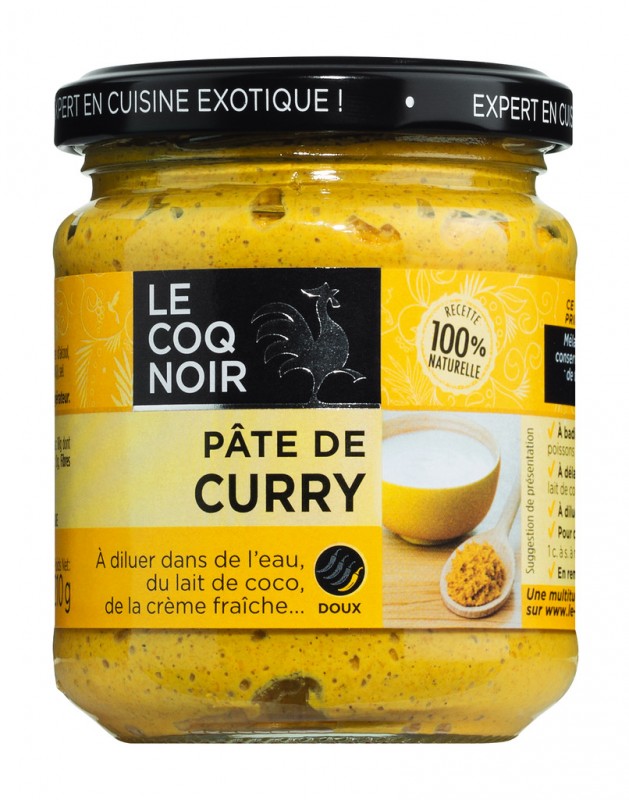 Pate pour curry, Curry-Ingwer-Gewürzpaste, Kreolische Curry-Ingwer-Gewürzpaste, Le Coq noir - 210 g - Glas Pate pour curry, Curry-Ingwer-Gewürzpaste, Kreolische Curry-Ingwer-Gewürzpaste, Le Coq noir - 210 g - Glas