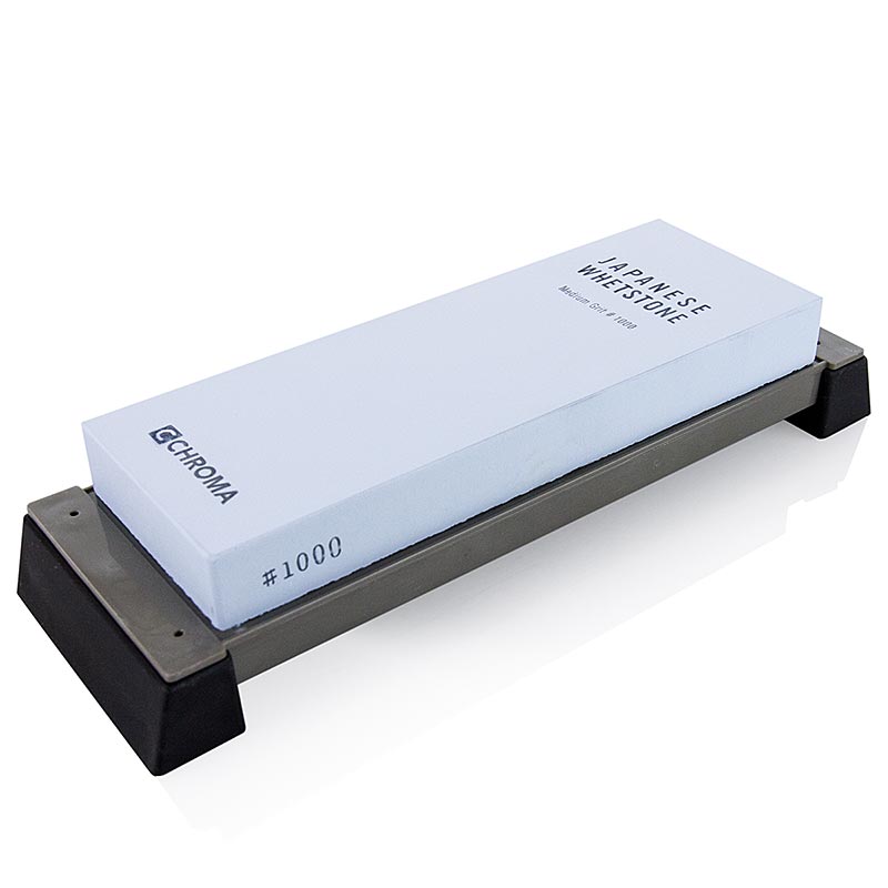 Pierre a aiguiser Chroma ST-1000, grain 1000, avec support, 210 x 75 x 23 mm - 1 piece - Carton Pierre a aiguiser Chroma ST-1000, grain 1000, avec support, 210 x 75 x 23 mm - 1 piece - Carton
