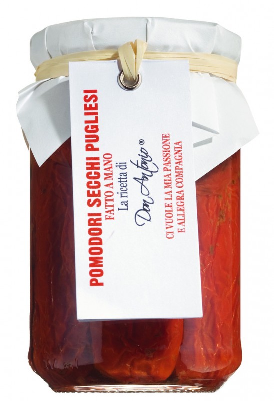 Pomodori secchi pugliesi, gedroogde tomaten uit Puglia, Don Antonio - 280 g - glas