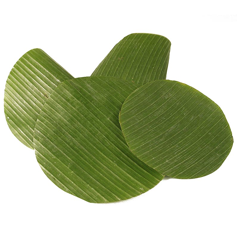 Bananenblätter, rund geschnitten, Ø 20cm-30cm, frisch - ca.50 St - Beutel Bananenblätter, rund geschnitten, Ø 20cm-30cm, frisch - ca.50 St - Beutel
