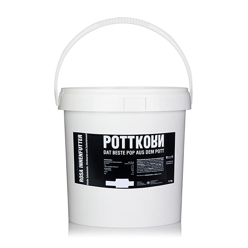 Pottkorn - Rosa Innenfutter, Popcorn mit weißer Schokolade und Himbeeren - 1,3 kg - Pe-eimer Pottkorn - Rosa Innenfutter, Popcorn mit weißer Schokolade und Himbeeren - 1,3 kg - Pe-eimer