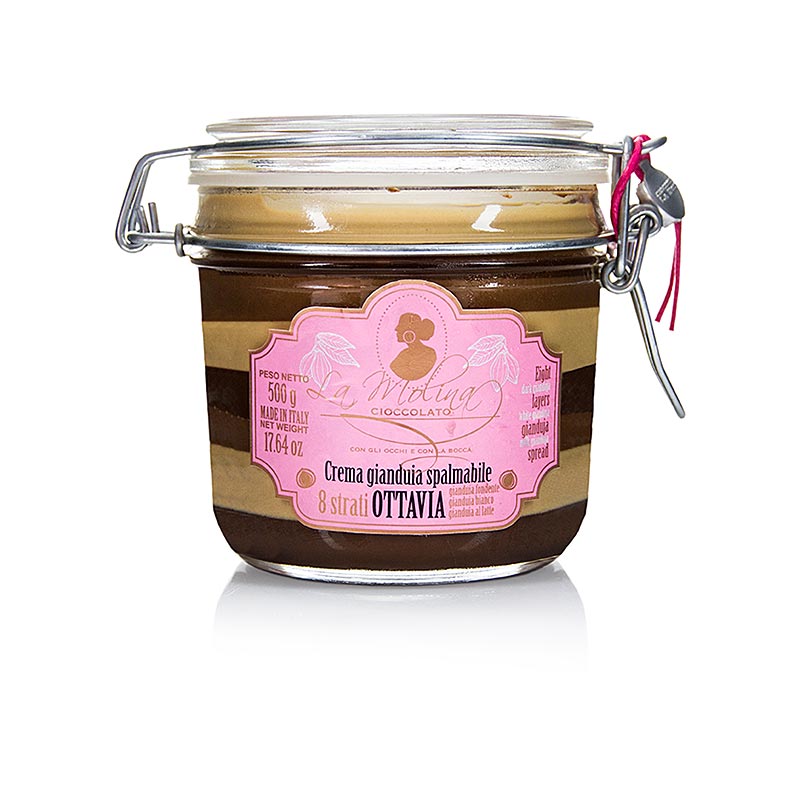 Ottavia - AUFSTRICH Millestrati Gianduja Schicht Nougat, La Molina - 500 g - Glas Ottavia - AUFSTRICH Millestrati Gianduja Schicht Nougat, La Molina - 500 g - Glas