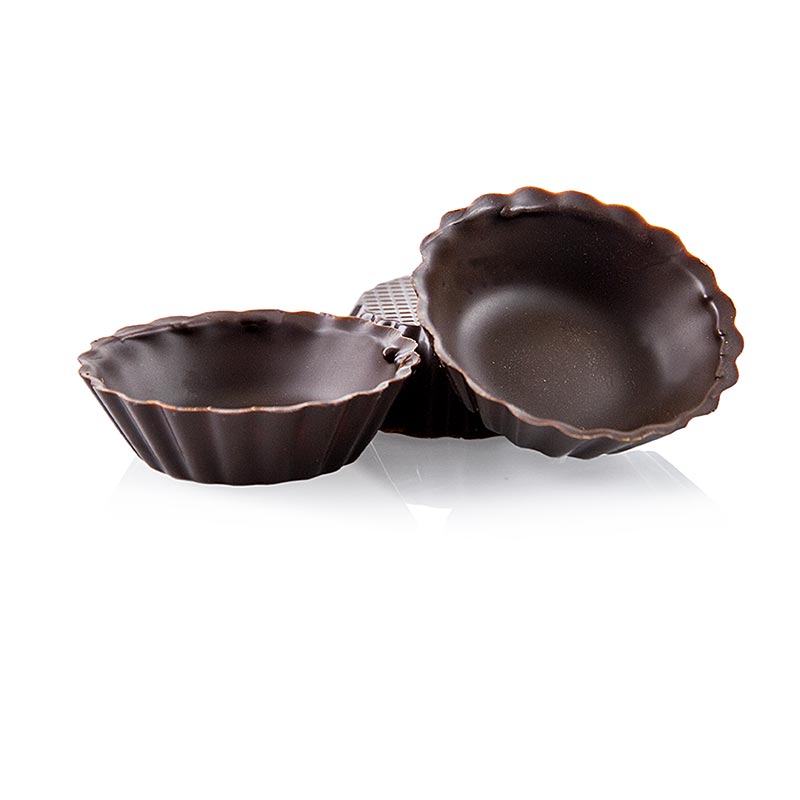 Schokoform - Mini Cups, gewellte Schale, dunkle Schokolade, Ø 30 - 45 mm, 13 mm hoch - 745 g, 210 Stück - Karton