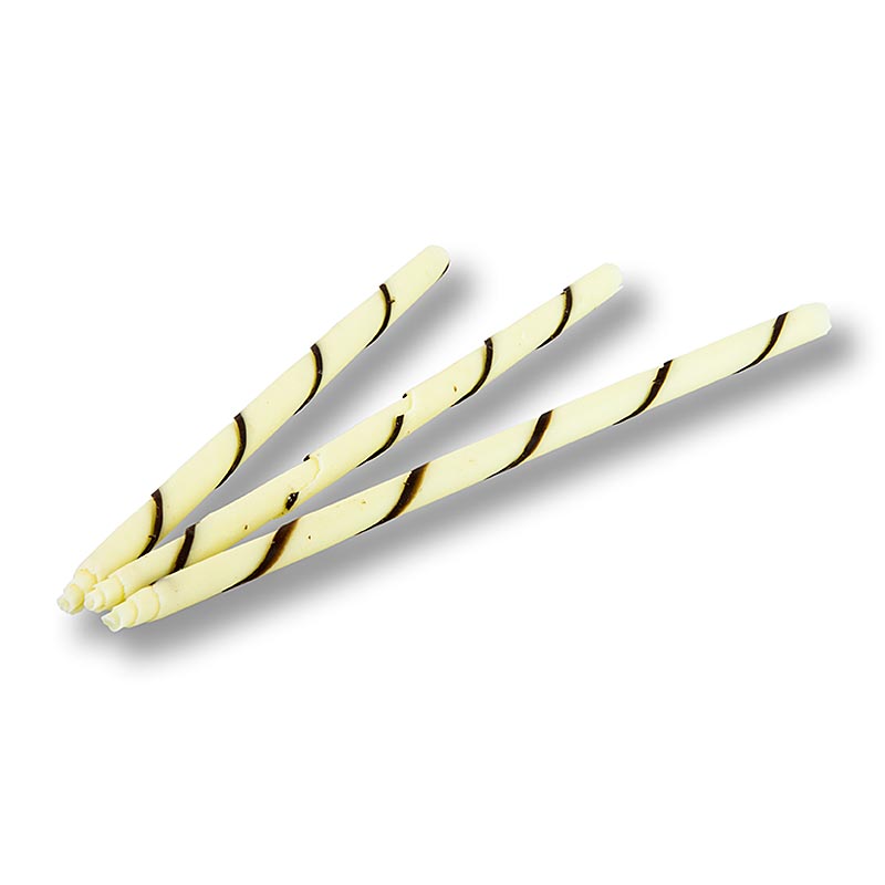 Chocolate cigars - Panatella, white with dark stripes, 20 cm long, Ø 6 mm - 715g, 110 pieces - Cardboard