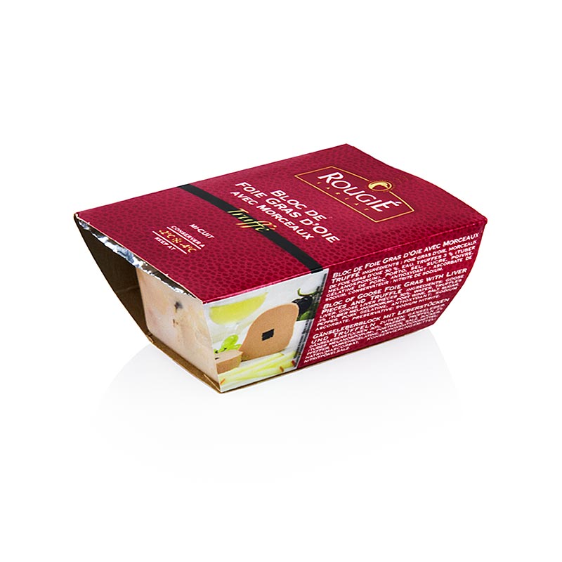 Bloc de foie d`oie, en morceaux, 3% truffe, foie gras, trapèze, rougie - 180 g - boîte