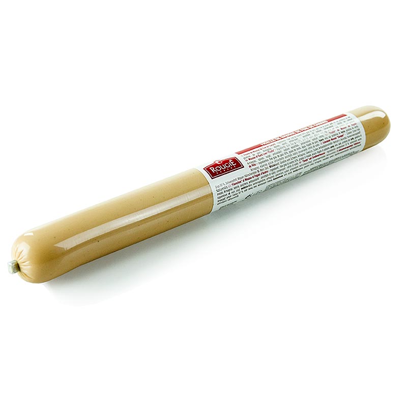 Duck foie gras mousse, in stick form, 50% foie gras, Ø 36mm, 38cm, Rougie - 400 g - foil Duck foie gras mousse, in stick form, 50% foie gras, Ø 36mm, 38cm, Rougie - 400 g - foil