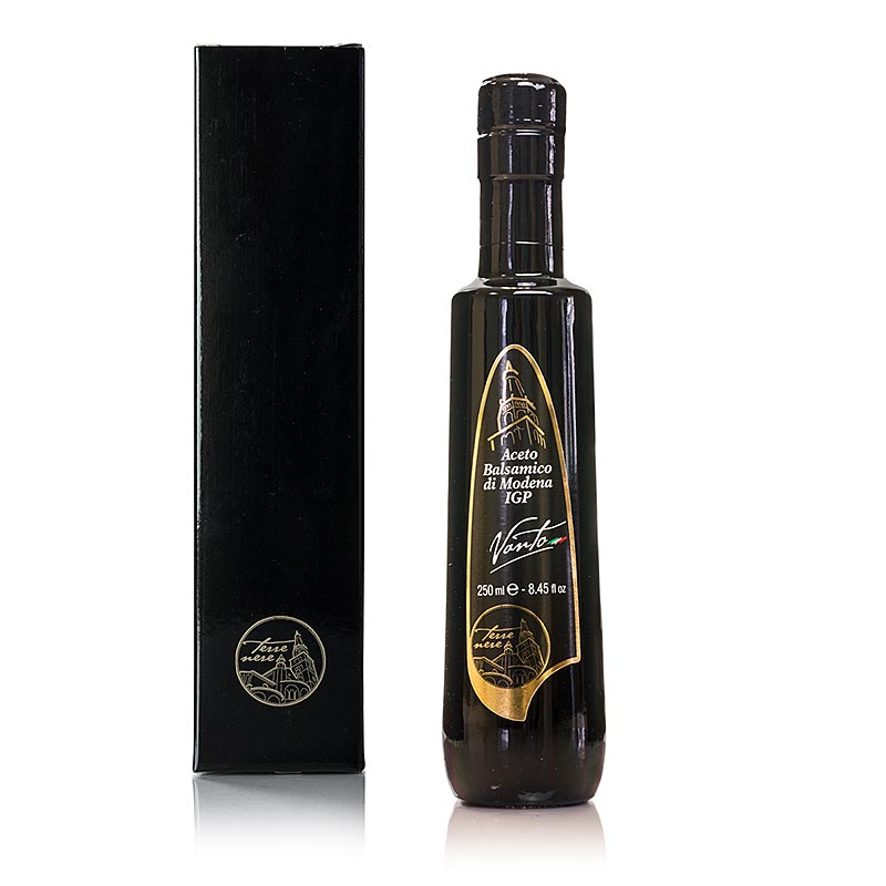Vanto, Aceto Balsamico aus Modena, 6% Säure, Präsentbox, Terre Nere - 250 ml - Flasche Vanto, Aceto Balsamico aus Modena, 6% Säure, Präsentbox, Terre Nere - 250 ml - Flasche