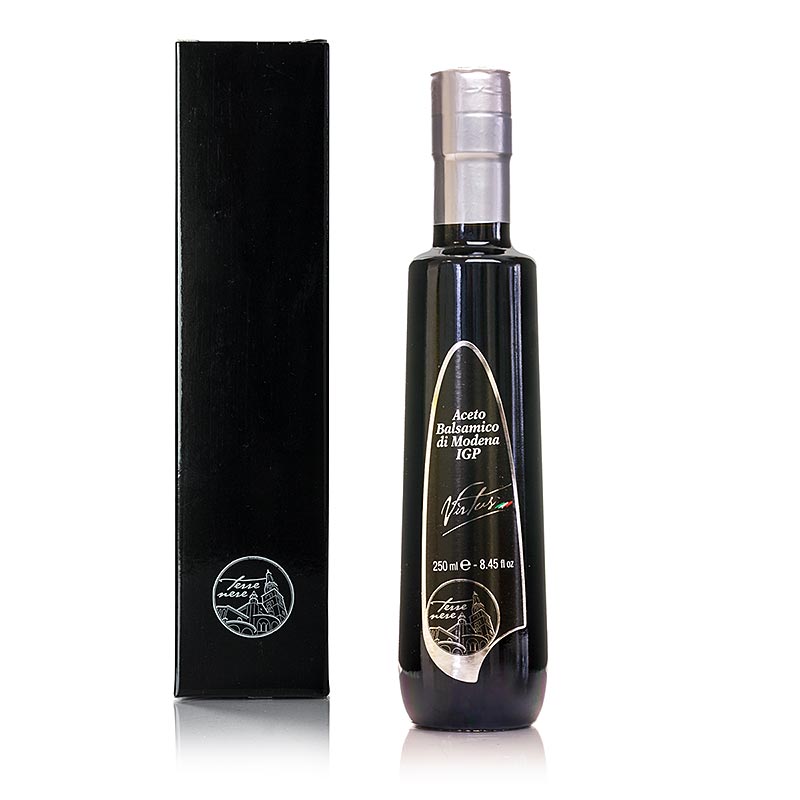 Virtus, Aceto Balsamico aus Modena, 6% Säure, Präsentbox, Terre Nere - 250 ml - Flasche Virtus, Aceto Balsamico aus Modena, 6% Säure, Präsentbox, Terre Nere - 250 ml - Flasche