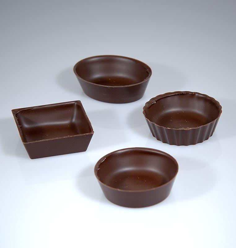 Schokoform - Petits Fours, dunkel, 4 Formen mit je 42 St, Ø 35-50mm, 15mm hoch - 1 kg, 168 St - Karton Schokoform - Petits Fours, dunkel, 4 Formen mit je 42 St, Ø 35-50mm, 15mm hoch - 1 kg, 168 St - Karton