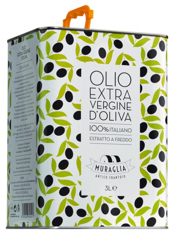 Olio extra virgin Peranzana, pose i æske, ekstra jomfru olivenolie, taske i æske, Muraglia - 3.000 ml - kan