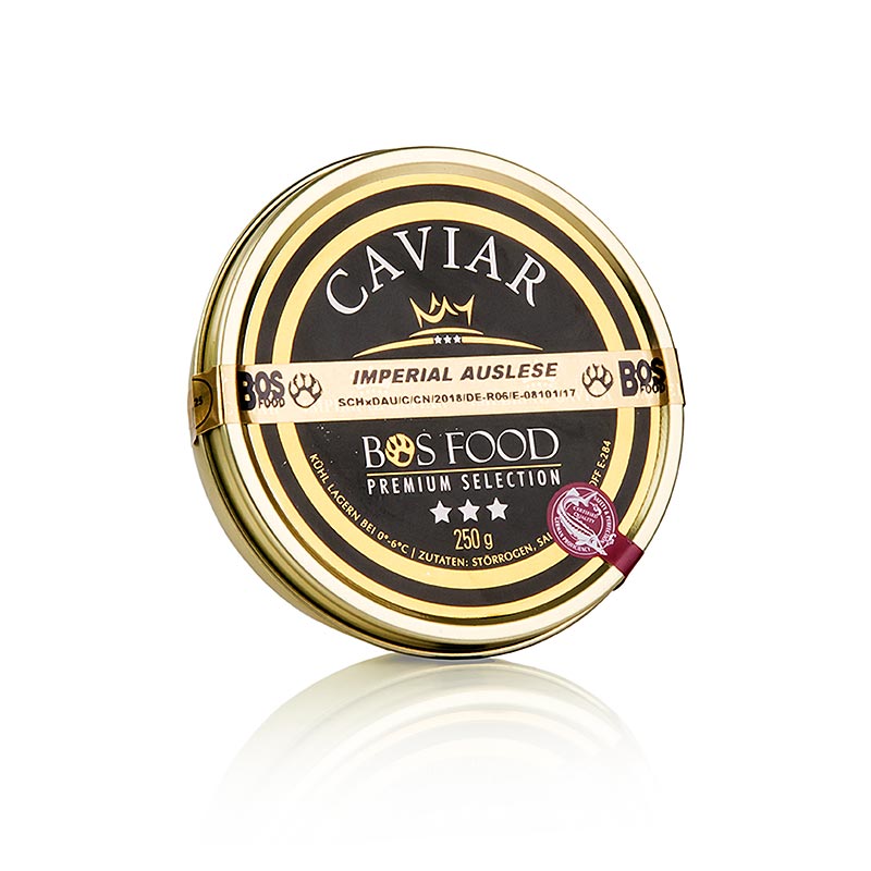 sélection de caviar Imperial, traversant lAmour x Kaluga esturgeon (schrenckii x dau), Chine - 250 g - Ãtain