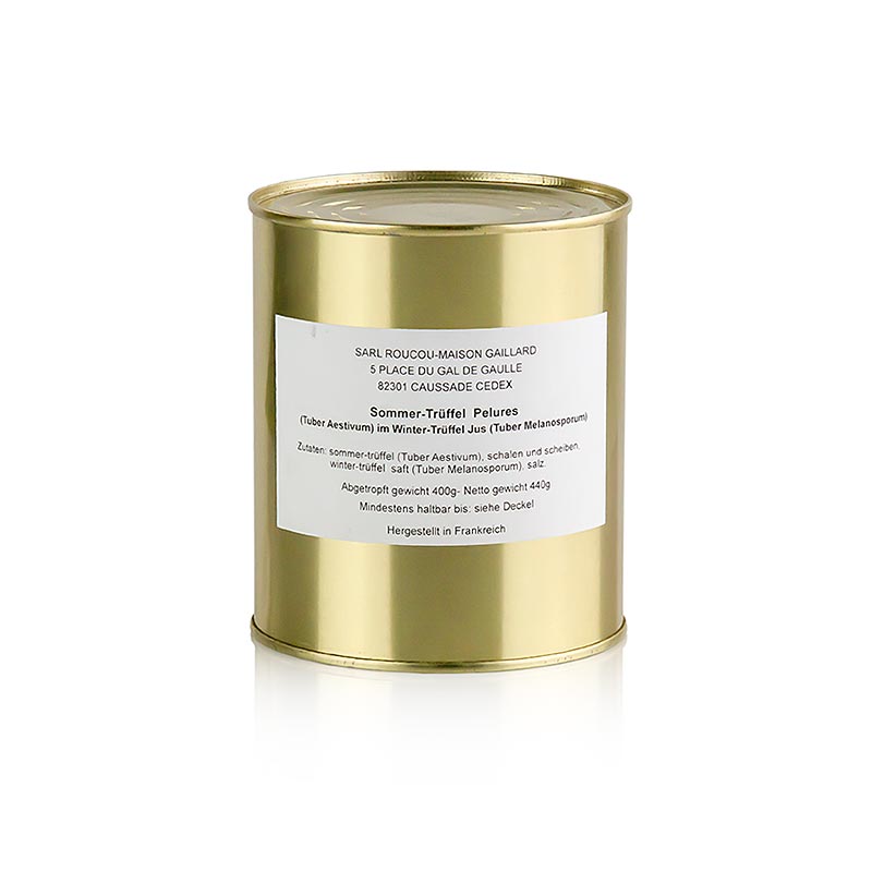 Summer truffle pelures, truffle shells / slices, in winter truffle juice, Gaillard - 440 g - can