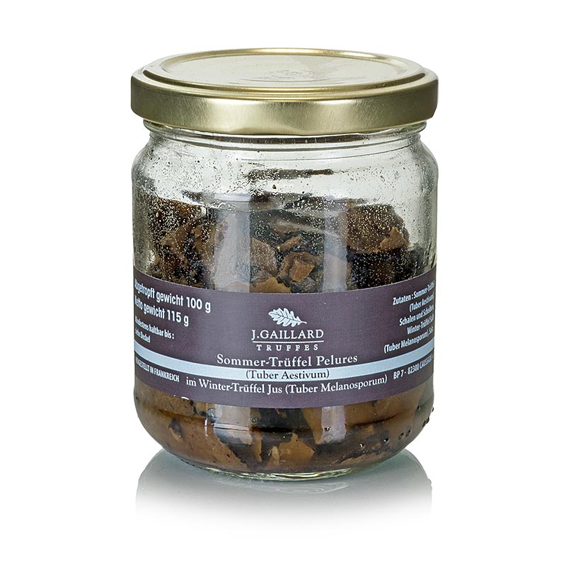 Summer truffle pelures, truffle shells / slices, in winter truffle juice, Gaillard - 115 g - Glass