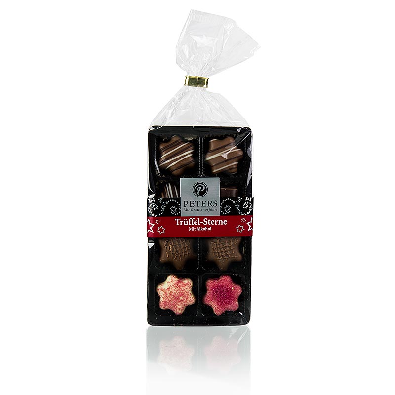 Kerstchocolade - truffelsterren, met alcohol, Peters - 100 g - pak