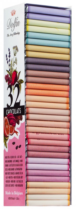 Carres de Chocolat 32, Sortiment mit 32 Napolitains, Dolfin - 144 g - Packung