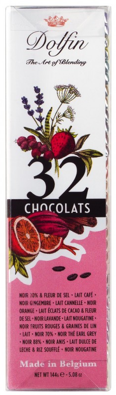 Carres de Chocolat 32, Sortiment mit 32 Napolitains, Dolfin - 144 g - Packung