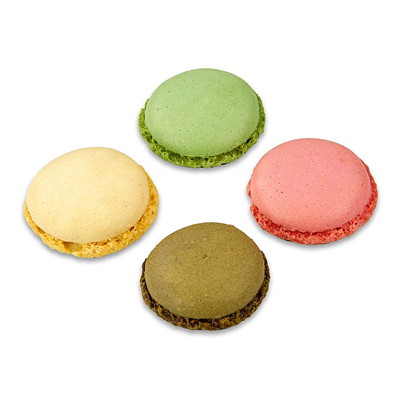 Macarons Mixture 1 (each 96 x pistachio, chocolate, nature, raspberry) Ø3,5cm - 921 g, 384 pc - carton