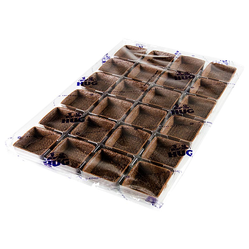 Dessert - Tartelettes - Filigrano, vierkant, 5,3 cm, H 1,8 cm, chocolade korstdeeg - 144 stuks - karton Dessert - Tartelettes - Filigrano, vierkant, 5,3 cm, H 1,8 cm, chocolade korstdeeg - 144 stuks - karton