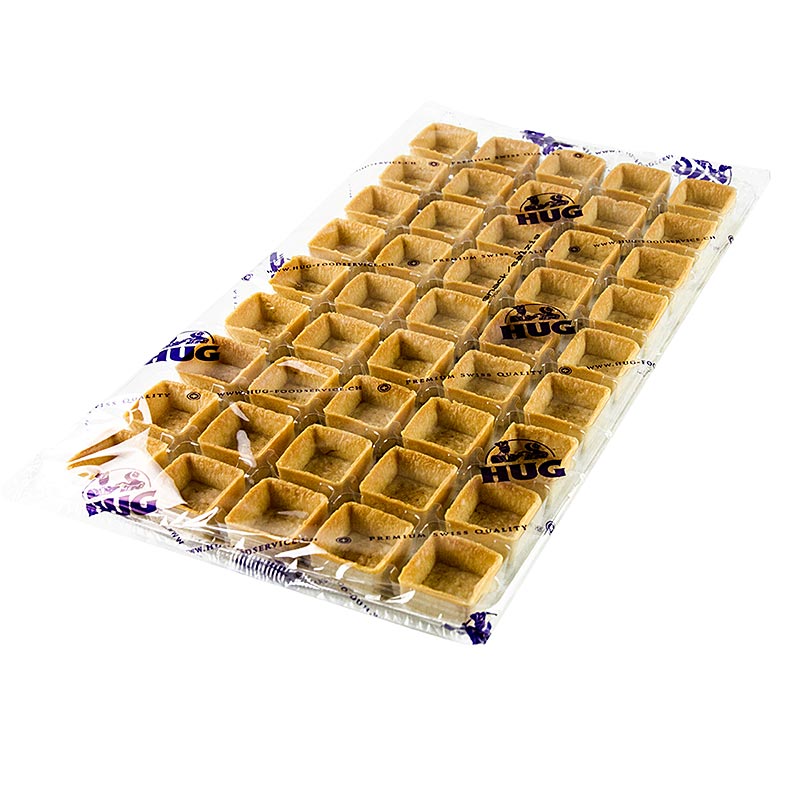 Mini tartelettes dessert - filigrane, carré, 3,3 cm, h 1,8 cm, pâte courte - 1,48 kg, 225 pièces - carton