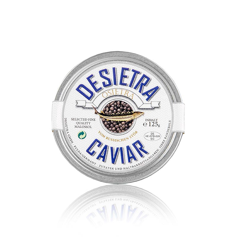 Desietra Osietra Caviar Acipenser gueldenstaedtii, Aquacultuur Duitsland - 125g - kan