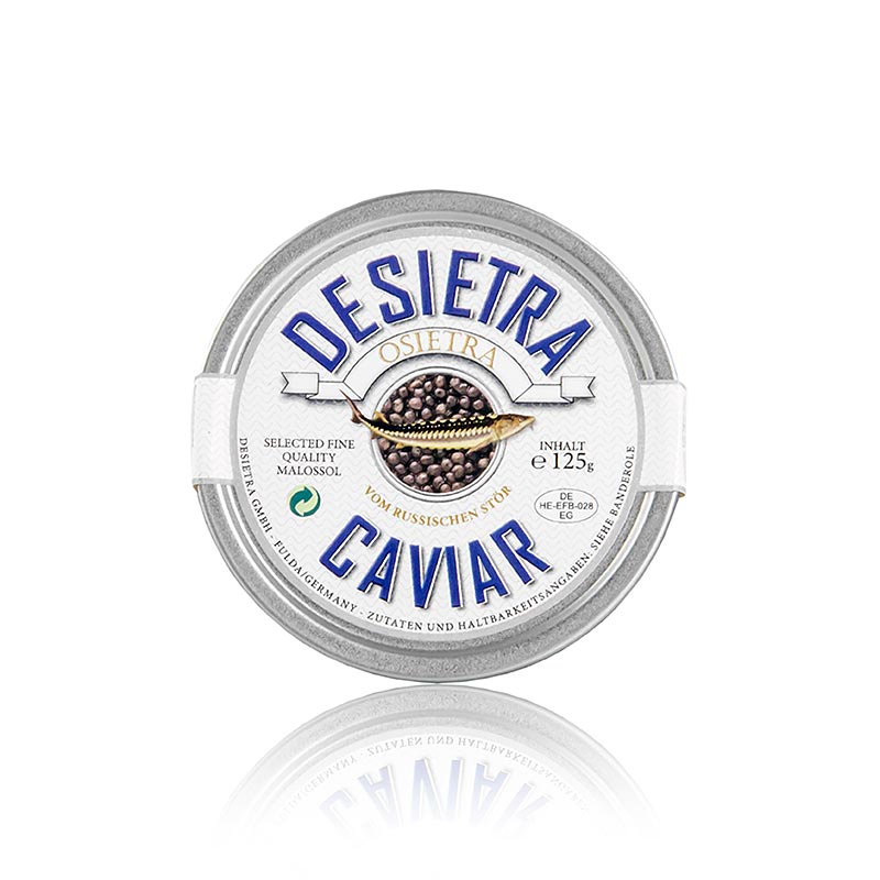 Desietra Osietra Caviar Acipenser gueldenstaedtii, Akvakultur Tyskland - 125 g - kan