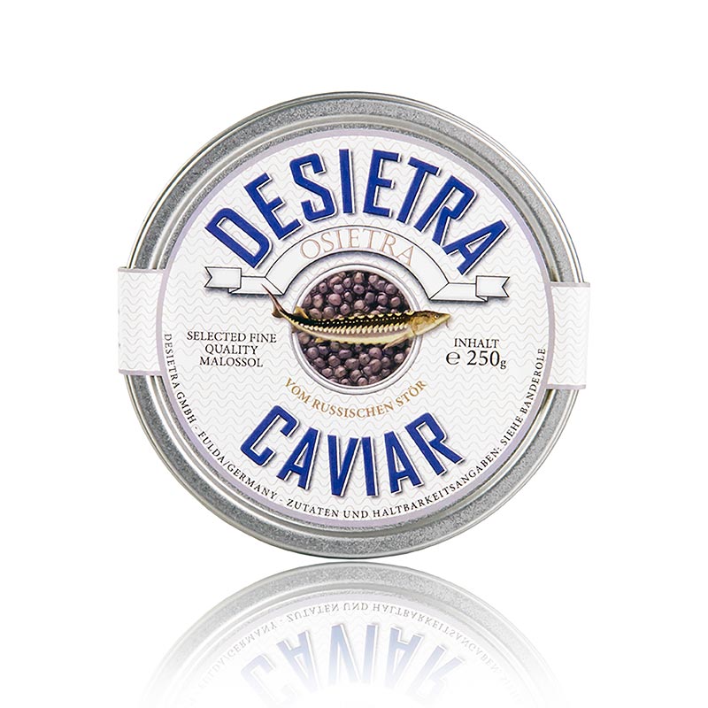 Desietra Osietra Caviar Acipenser gueldenstaedtii, Aquacultuur Duitsland - 250 gr - kan