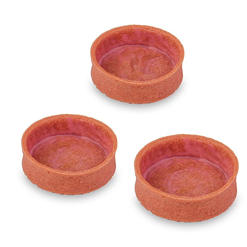 Aardbeiendesserttaartjes, gecoat, Ø 55 x 17 mm h - 1 kg, 100 stuks - karton