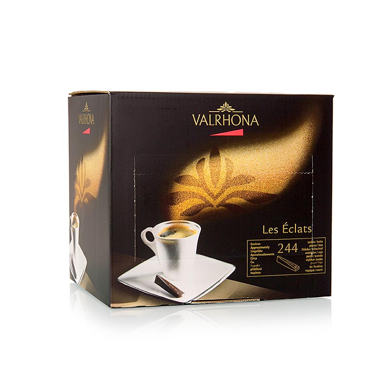Valrhona chocolade eetstokjes Eclat ANDOA NOIRE Edelbitter BIO - 1 kg, 244 stuks - doos Valrhona chocolade eetstokjes Eclat ANDOA NOIRE Edelbitter BIO - 1 kg, 244 stuks - doos